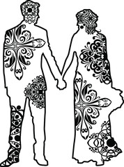 Wedding Vector Black Design With Nature Pattern