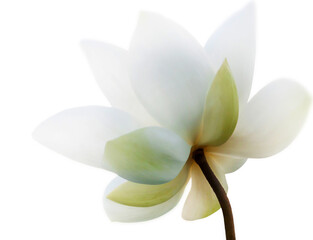 Selective focus Closeup on lotus petal, Lotus white flower on white background. Shallow Dof.