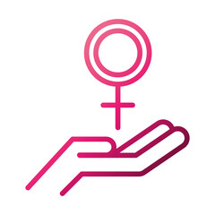 feminism movement icon, hand with gender sign, female rights gradient style