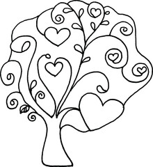 Vector cartoon tree with love design