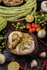 Rice noodle and coconut milk solution.