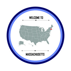 Massachusetts, Map of united states of america with landmark of Massachusetts, American map
