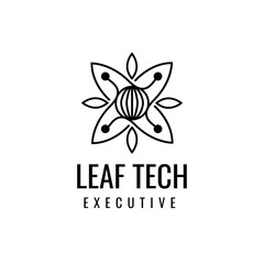 Obraz premium Flower shaped line art with tech style logo design illustration
