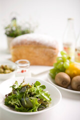 salad and various fruits