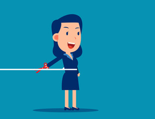 Office worker cutting the rope, Learn to disconnect