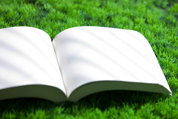 blank book on green grass