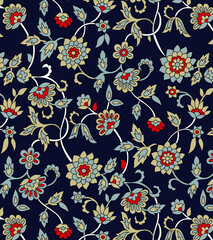 traditional Indian paisley pattern on navy  background