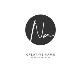 N A NA Initial letter handwriting and signature logo. A concept handwriting initial logo with template element.