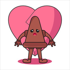 Broken heart brown cartoon