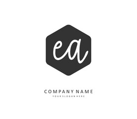 E A EA Initial letter handwriting and signature logo. A concept handwriting initial logo with template element.