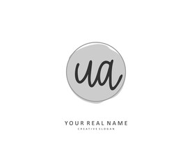 U A UA Initial letter handwriting and signature logo. A concept handwriting initial logo with template element.
