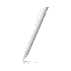 Ballpoint white plastic pen template realistic vector illustration isolated.