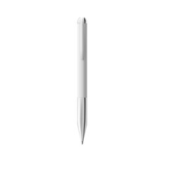 White blank pen with steel elements realistic vector illustration isolated.