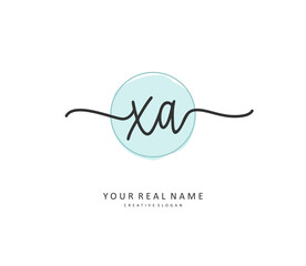 XA Initial letter handwriting and signature logo. A concept handwriting initial logo with template element.
