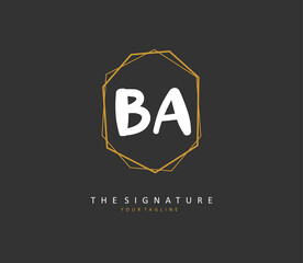 B A BA Initial letter handwriting and signature logo. A concept handwriting initial logo with template element.