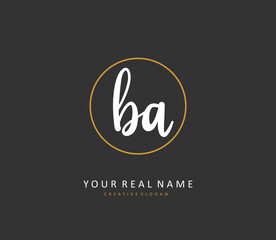 B A BA Initial letter handwriting and signature logo. A concept handwriting initial logo with template element.