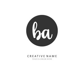 B A BA Initial letter handwriting and signature logo. A concept handwriting initial logo with template element.