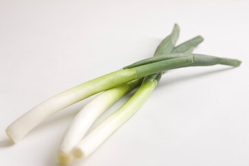 fresh leek on white background