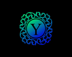 Uniwue Y Letter Calligraphic Logo. Luxury Y Swirl Logo Icon perfect for salon, yoga, restaurant, boutique and letter stamp.