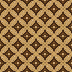 traditional Javanese batik with elegant motif and modern brown color design.