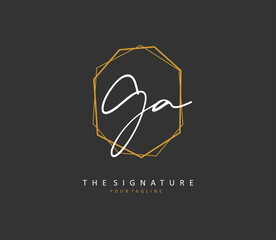 G A GA Initial letter handwriting and signature logo. A concept handwriting initial logo with template element.