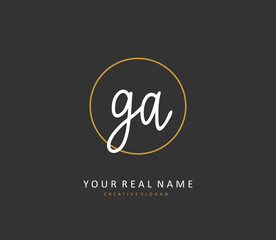 G A GA Initial letter handwriting and signature logo. A concept handwriting initial logo with template element.
