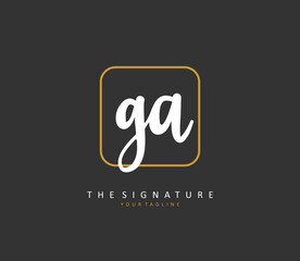 G A GA Initial letter handwriting and signature logo. A concept handwriting initial logo with template element.