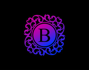 Uniwue B Letter Calligraphic Logo. Luxury B Swirl Logo Icon perfect for salon, yoga, restaurant, boutique and letter stamp.