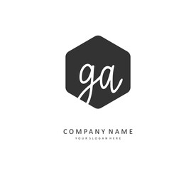 G A GA Initial letter handwriting and signature logo. A concept handwriting initial logo with template element.