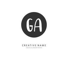 G A GA Initial letter handwriting and signature logo. A concept handwriting initial logo with template element.