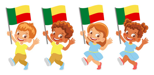 Benin flag in hand set