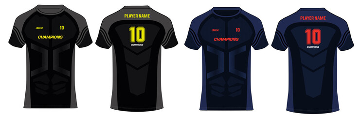 Sports t-shirt jersey design template, mock up uniform front and back view