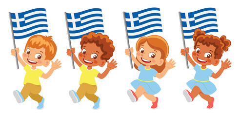 Greece flag in hand set