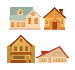 House exterior set - isolated vector illustration of cartoon building collection