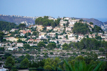 Fototapeta na wymiar group of houses in the mountain in calpe