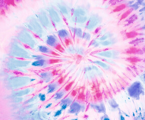Spiral tie dye pattern wallpaper background in skyblue, blue and magenta. - 376825922