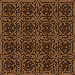Cute flower motifs on Parang batik design with dark brown color design.