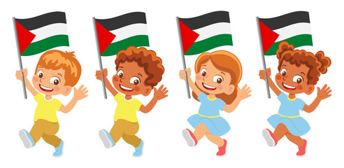 palestine flag in hand set