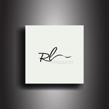 RL Signature style monogram.Calligraphic lettering icon and handwriting vector art.