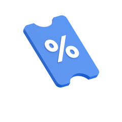 TICKET VOUCHER COUPON DISCOUNT LOGO ICON 3D RENDER