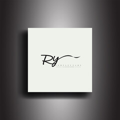 RY Signature style monogram.Calligraphic lettering icon and handwriting vector art. - obrazy, fototapety, plakaty