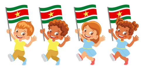 Suriname flag in hand set