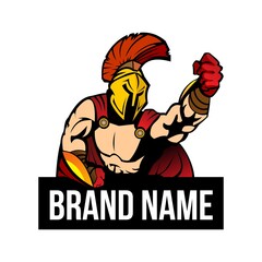 Greek Warrior Mascot Logo Template with Place for Text