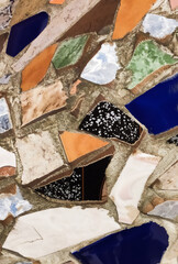part of a mosaic of fragments of ceramic tiles
