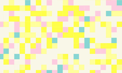 Abstract square pixel mosaic colorful background geometric seamless pattern in pastel colors. 8 bit