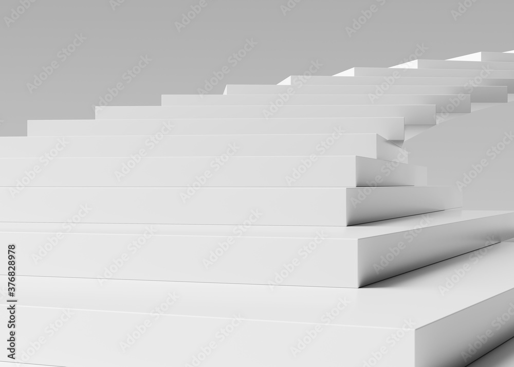 Poster white stairs 3d rendering. staircase minimal background. abstract ladder product display and object 