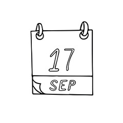calendar hand drawn in doodle style. September 17. Constitution and Citizenship Day, date. icon, sticker, element, design. planning, business holiday