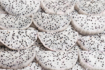 Sweet tasty dragon fruit or pitaya slices.