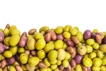 Tasty mix olives background.