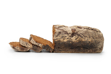 Brown bread isolated on white background.